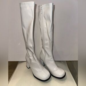 Stylish White Kids Knee-High Go Go Costume Boots
